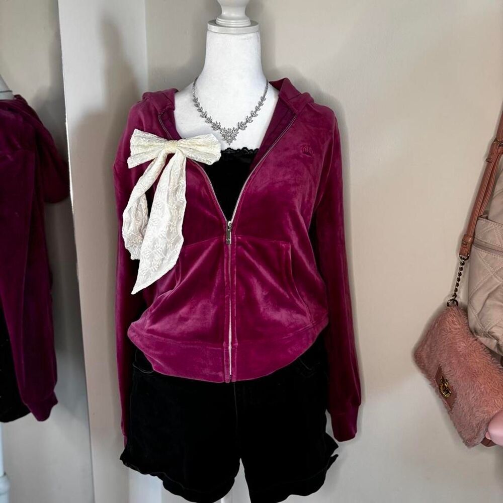 Juicy by Juicy Couture Berry Velour Zip Hoodie | Size L